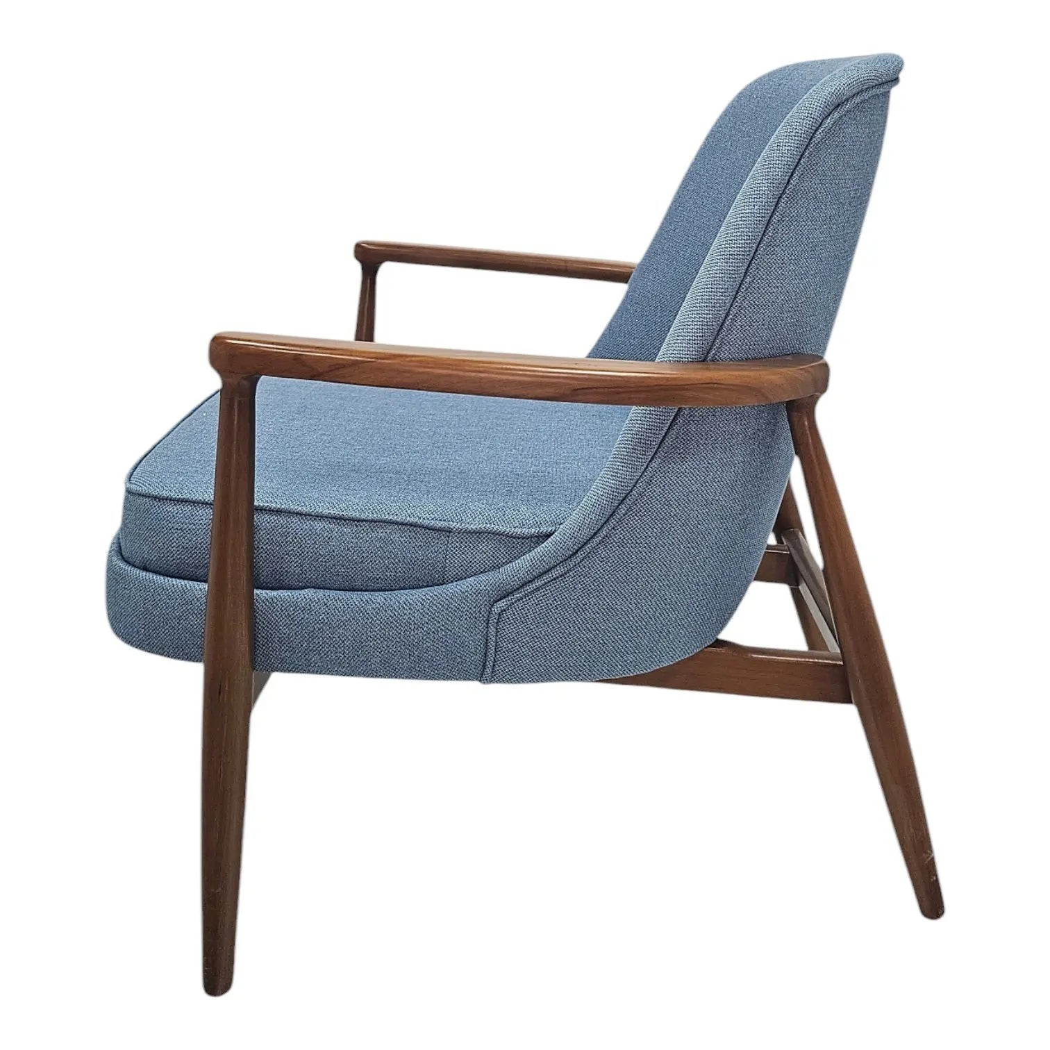 HASAGAÇ Luna Armchair - Modern Blue Fabric Single Sofa - Stylish Wooden Legs