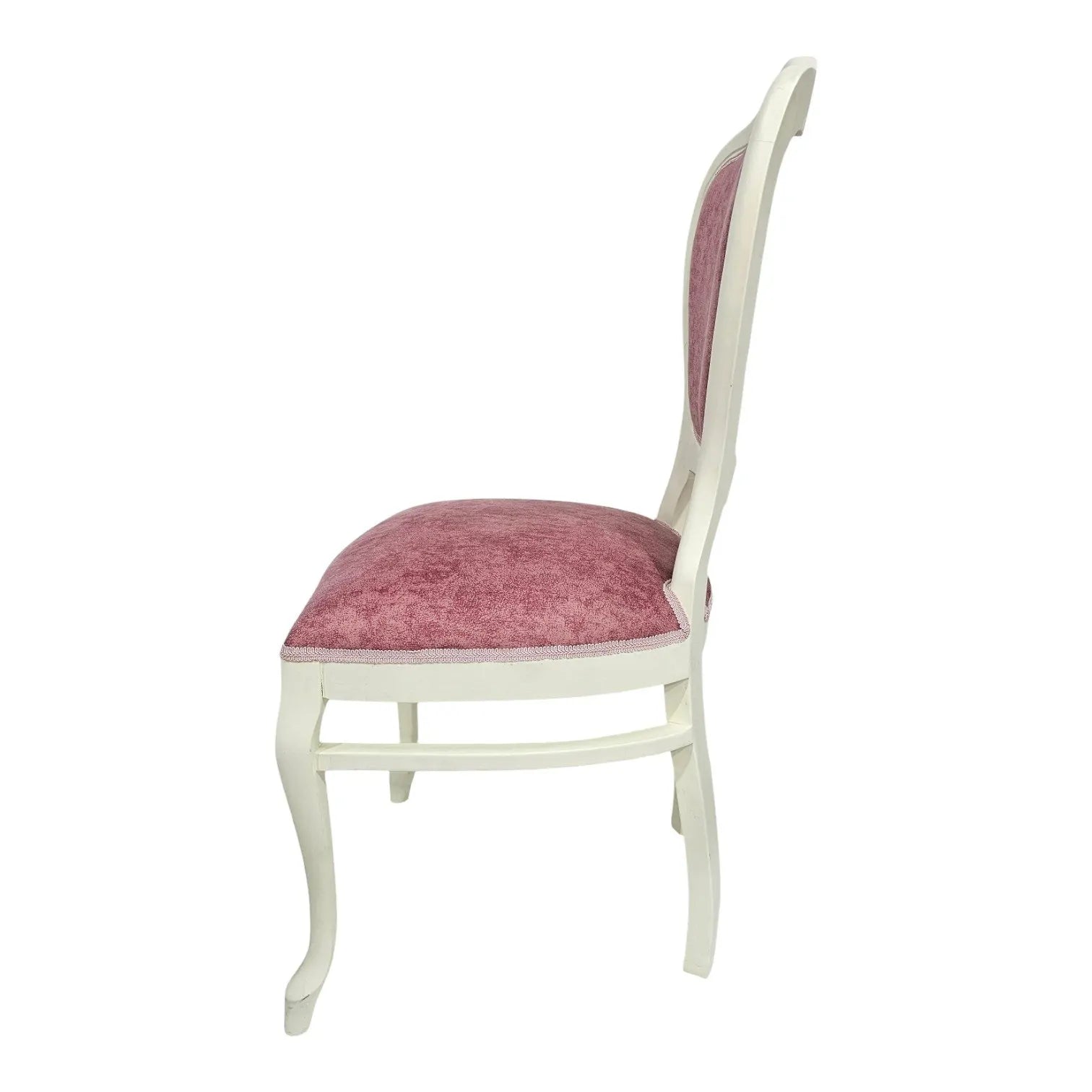 HASAGAÇ Fal Classic Chair | Vintage Wooden Dining Chair with Pink Velvet Detail
