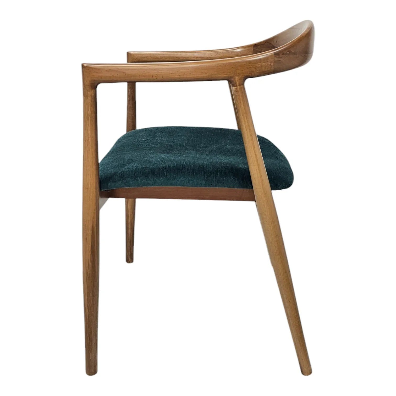 HASAGAÇ Capriolo Modern Wooden Chair - Beech Walnut, Petroleum Green Cushion