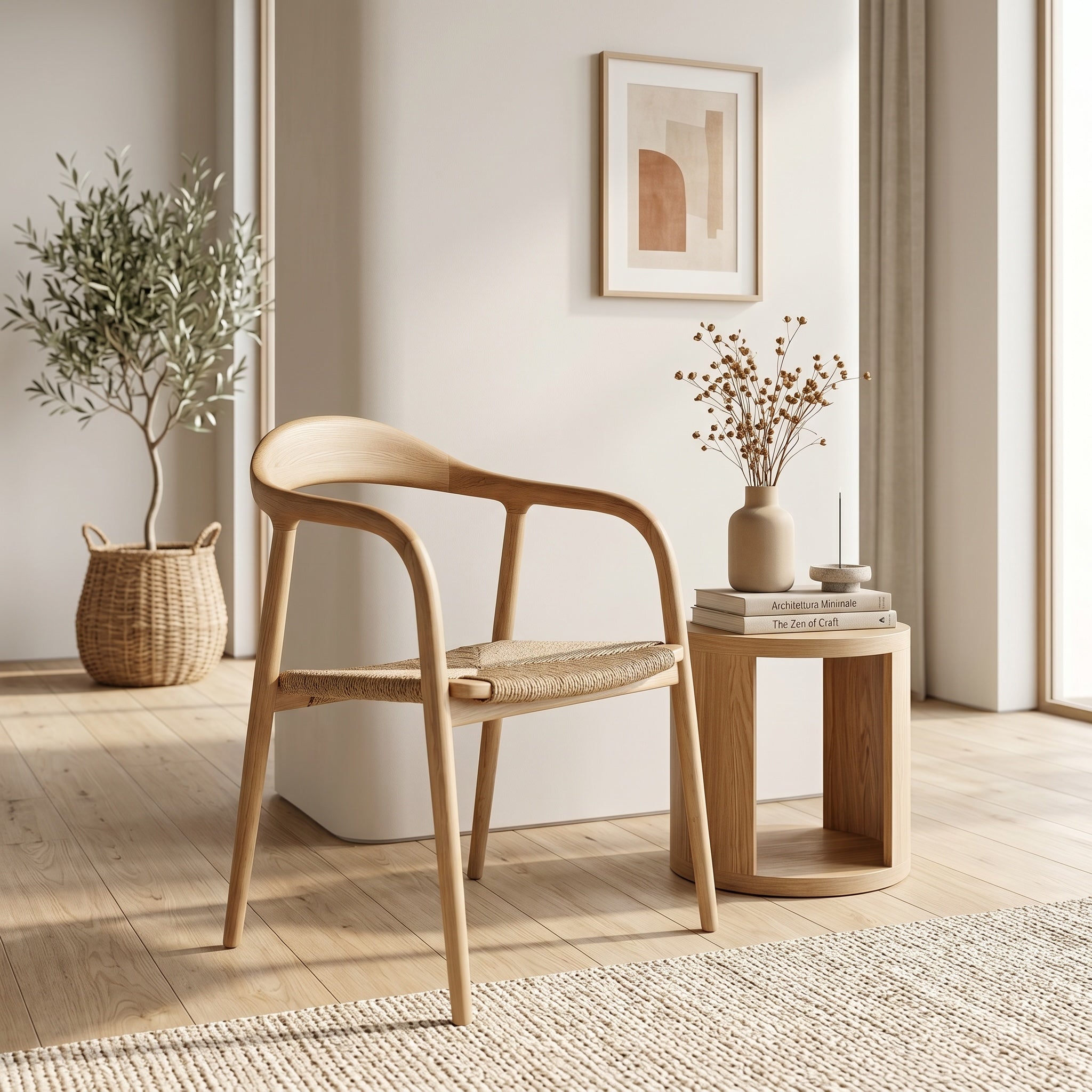HASAGAC Zola Modern Wooden Chair | Dining & Study Chair with Woven Seat