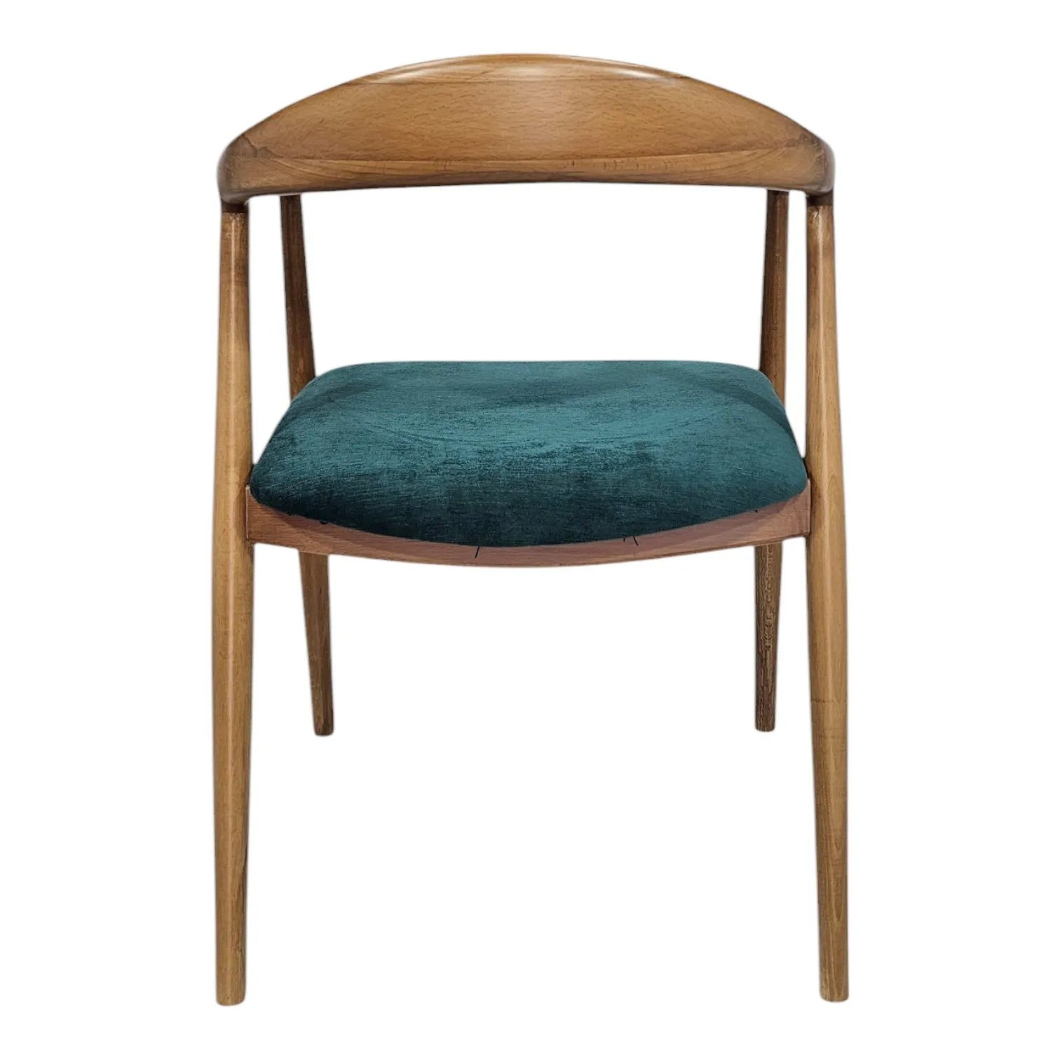 HASAGAÇ Capriolo Modern Wooden Chair - Beech Walnut, Petroleum Green Cushion