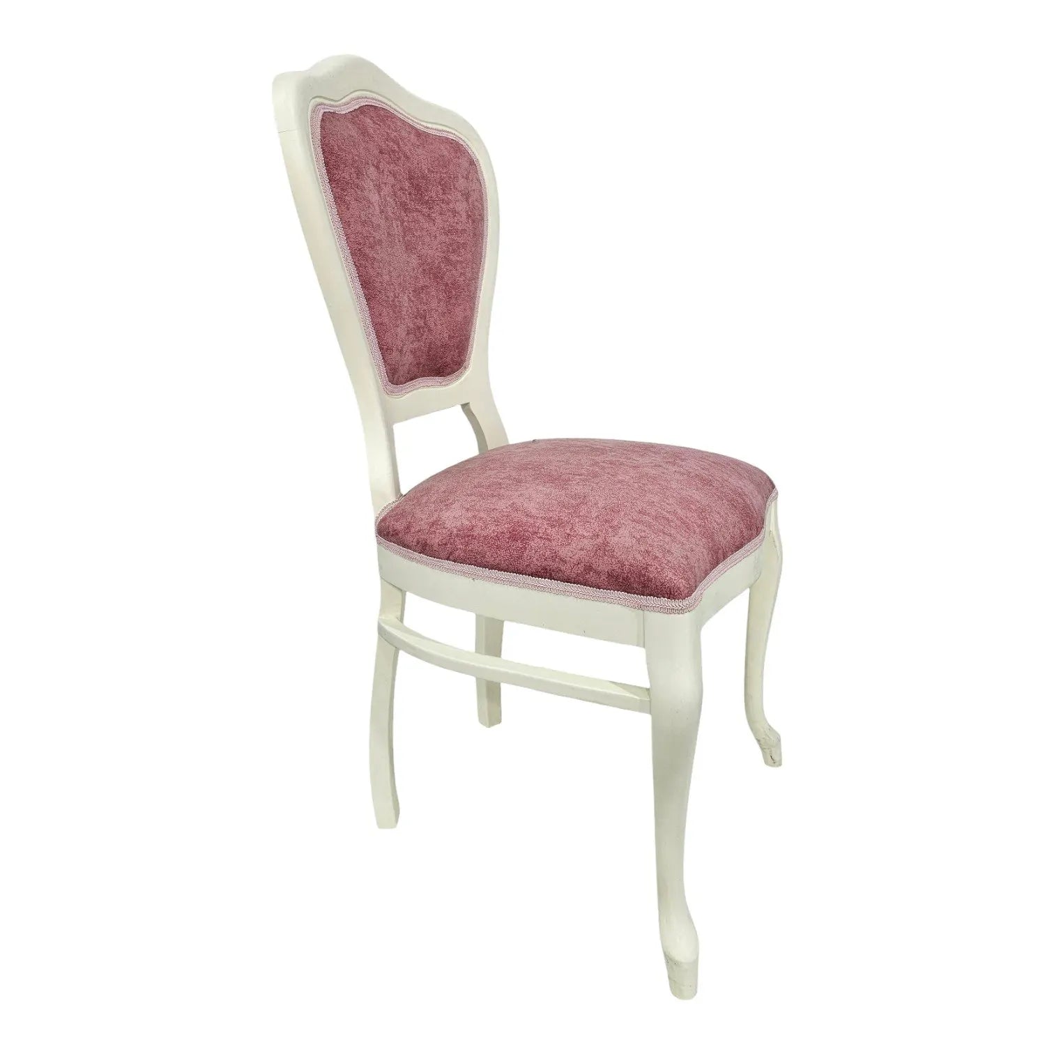 HASAGAÇ Fal Classic Chair | Vintage Wooden Dining Chair with Pink Velvet Detail