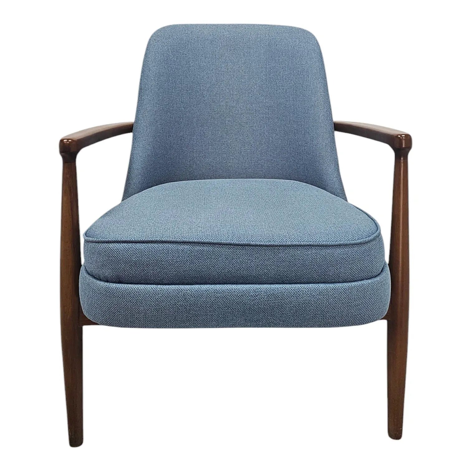 HASAGAÇ Luna Armchair - Modern Blue Fabric Single Sofa - Stylish Wooden Legs