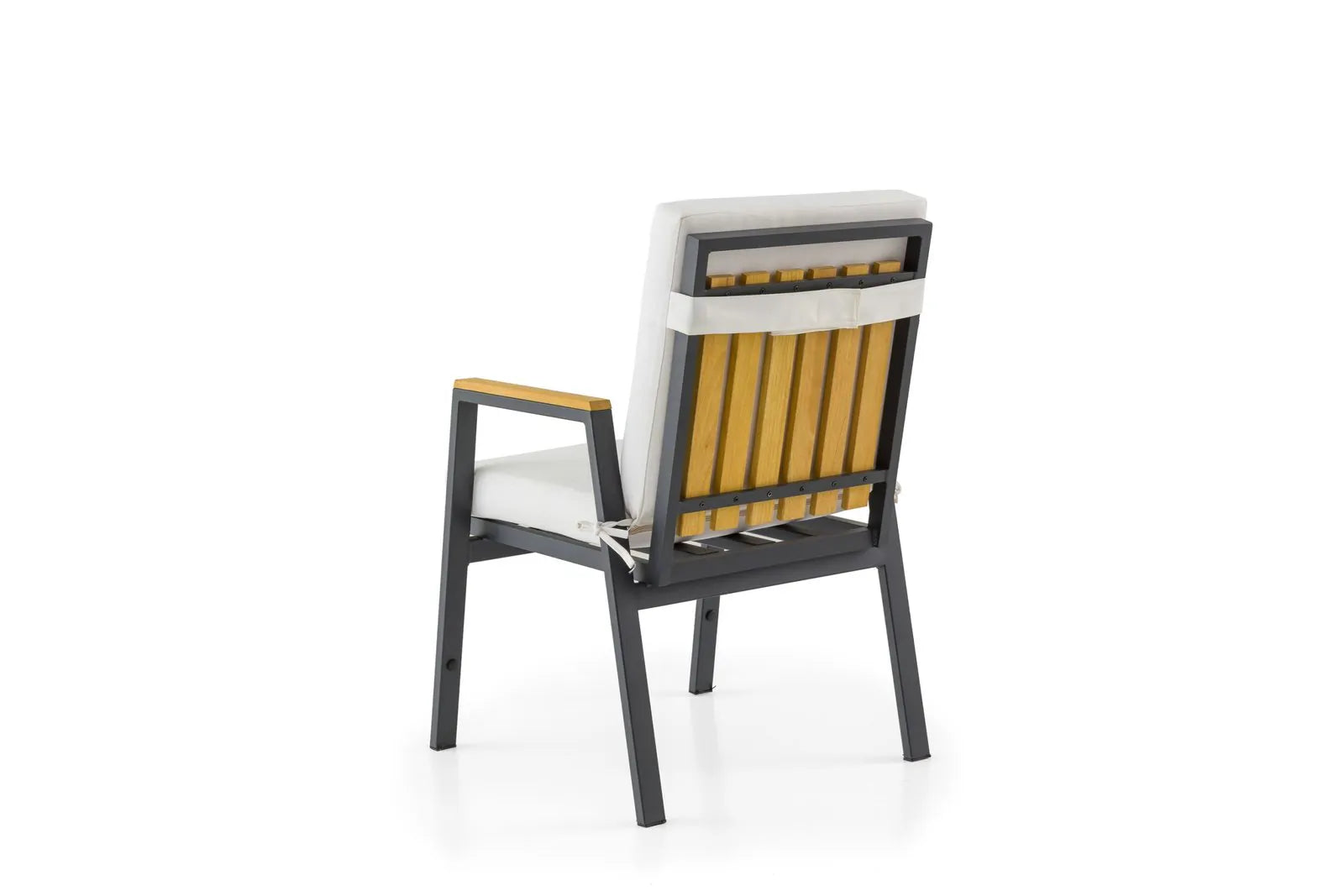 HASAGAÇ Dici Modern Balkon Bahçe Teras Yemek Takımı - Metal Ahşap Masa 6 Sandalye Seti