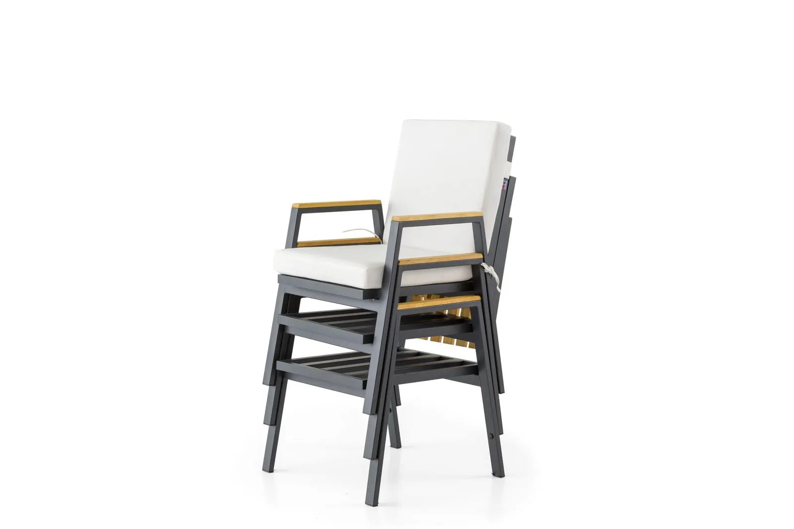 HASAGAÇ Dici Modern Balkon Bahçe Teras Yemek Takımı - Metal Ahşap Masa 6 Sandalye Seti