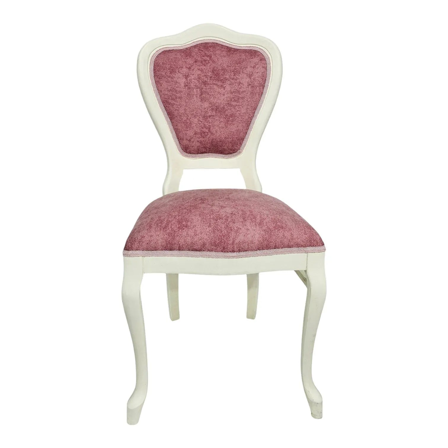 HASAGAÇ Fal Classic Chair | Vintage Wooden Dining Chair with Pink Velvet Detail