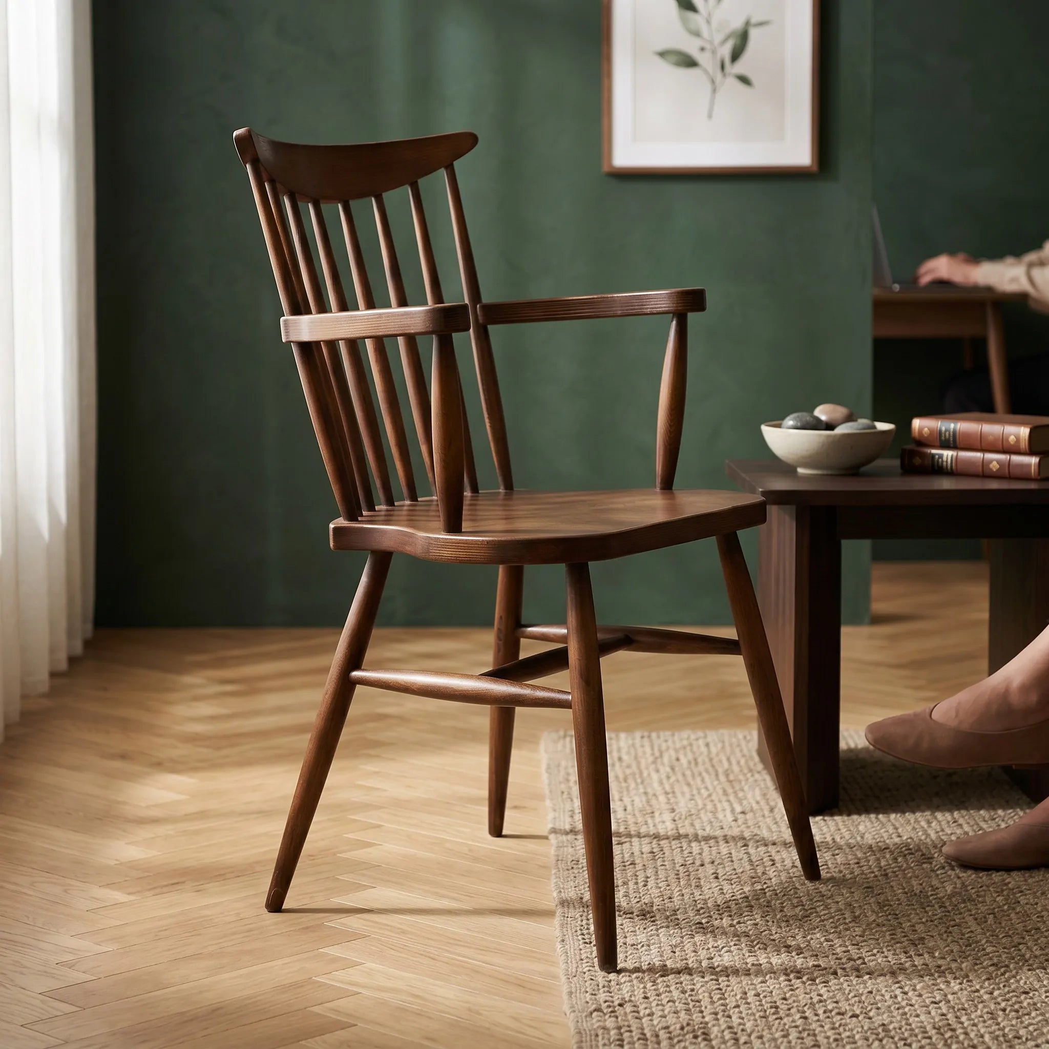 HASAGAÇ Tuscany Modern Wooden Dining Chair - Ergonomic Design with Armrests